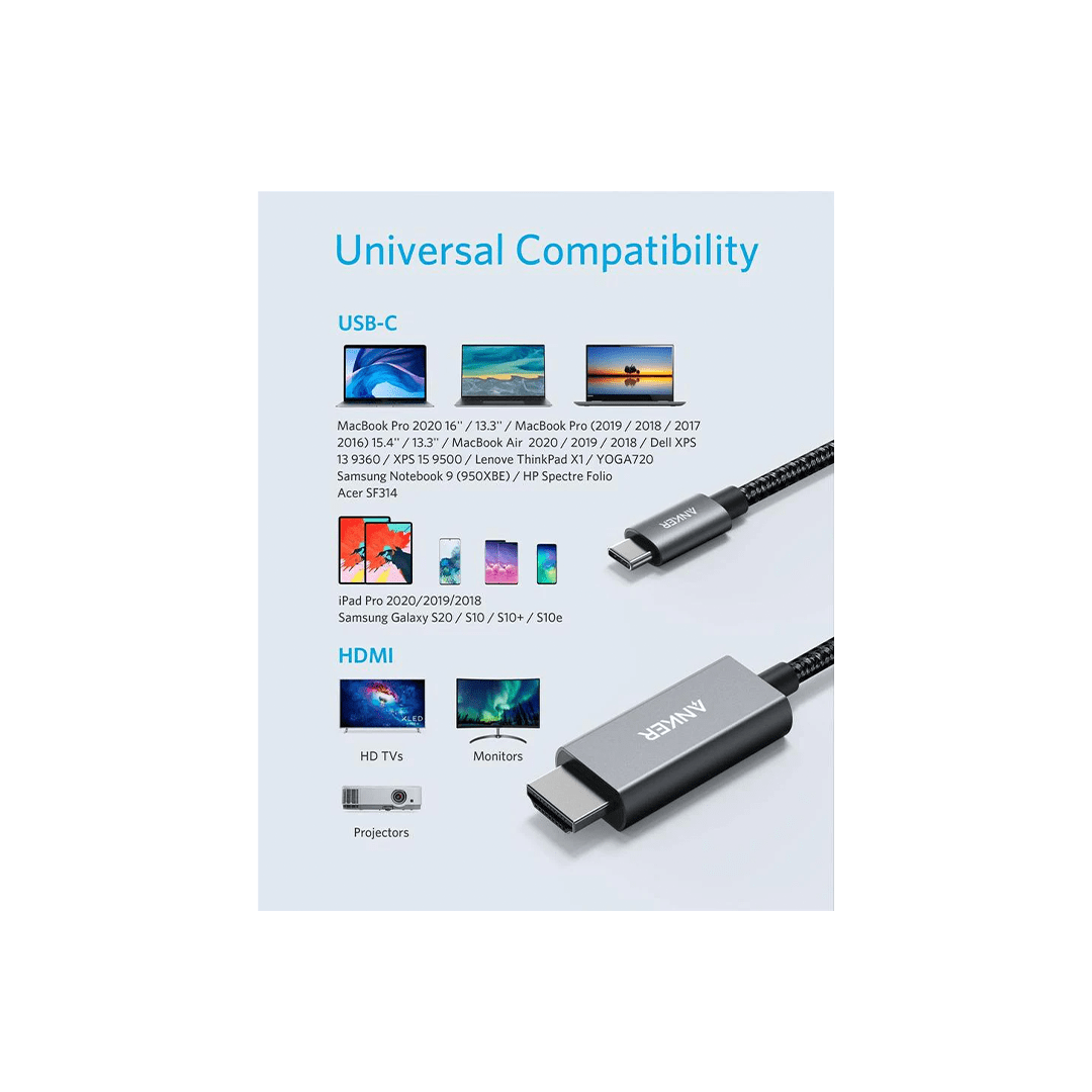 Anker Nylon USB-C to HDMI 4K Cable 6ft in Qatar Anker Nylon USB-C to HDMI 4K Cable 6ft in Qatar
